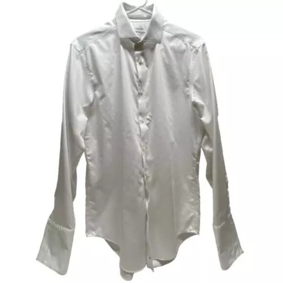 Calvin Klein Men's Infinite Wrinkle Free White Button Up Size Medium Slim Fit - Picture 1 of 13